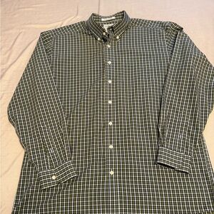 LLBean Men's Green and Blue Checkered Shirt Large Tall